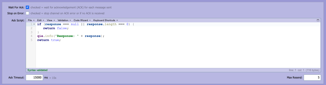 Acknowledgement script on the Web Service destination node