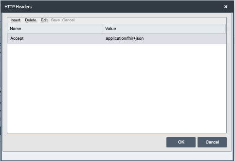 Static HTTP Headers dialog with the Accept header