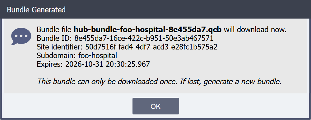 Bundle Generated confirmation for foo-hospital.