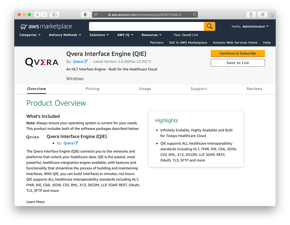 AWS EC2 - Qvera Interface Engine (QIE) Product Overview