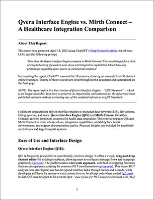 Qvera Interface Engine vs Mirth Connect - A Healthcare Integration Comparison White Paper